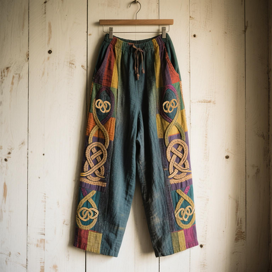Women's Celtic Knot Lace Patchwork Art Comfort Casual Pants artswardrobe