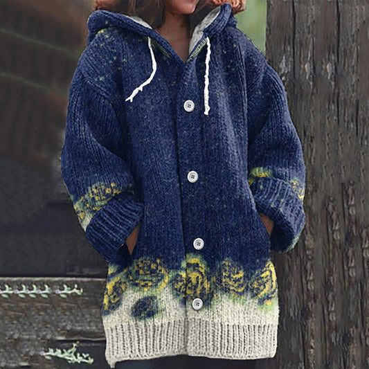 Vintage Icelandic Floral Knit Jacquard Cardigan Sweater elevenforest