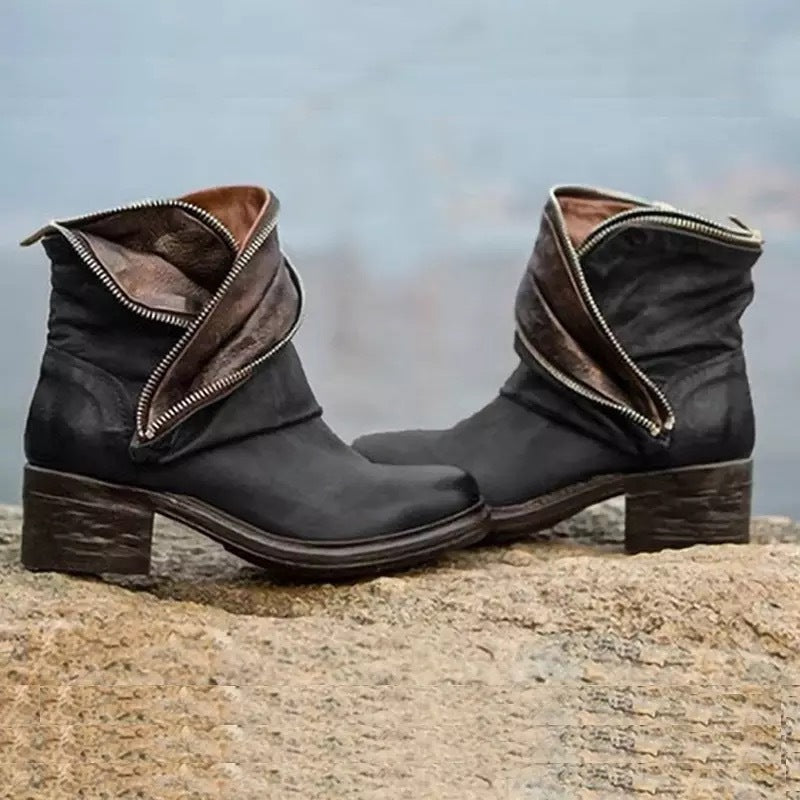 KL | Elegantes botines plegables con cierre de cremallera