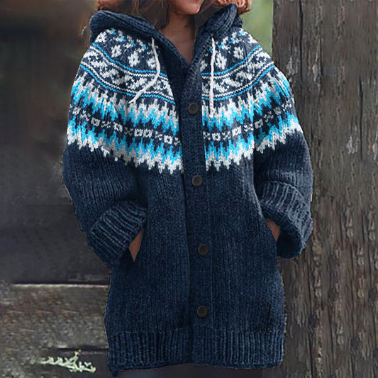 Vintage Fairman Island Knit Pattern Hooded Sweater Cardigan elevenforest
