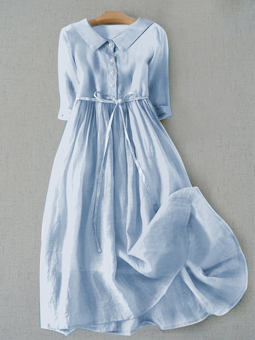 KL | Vestido liso literario de algodón