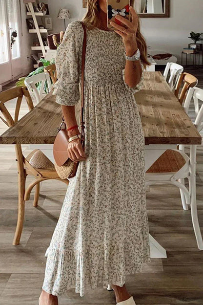 KL | Anna - Vestidos patchwork de moda con estampado callejero, cuello en O y línea A
