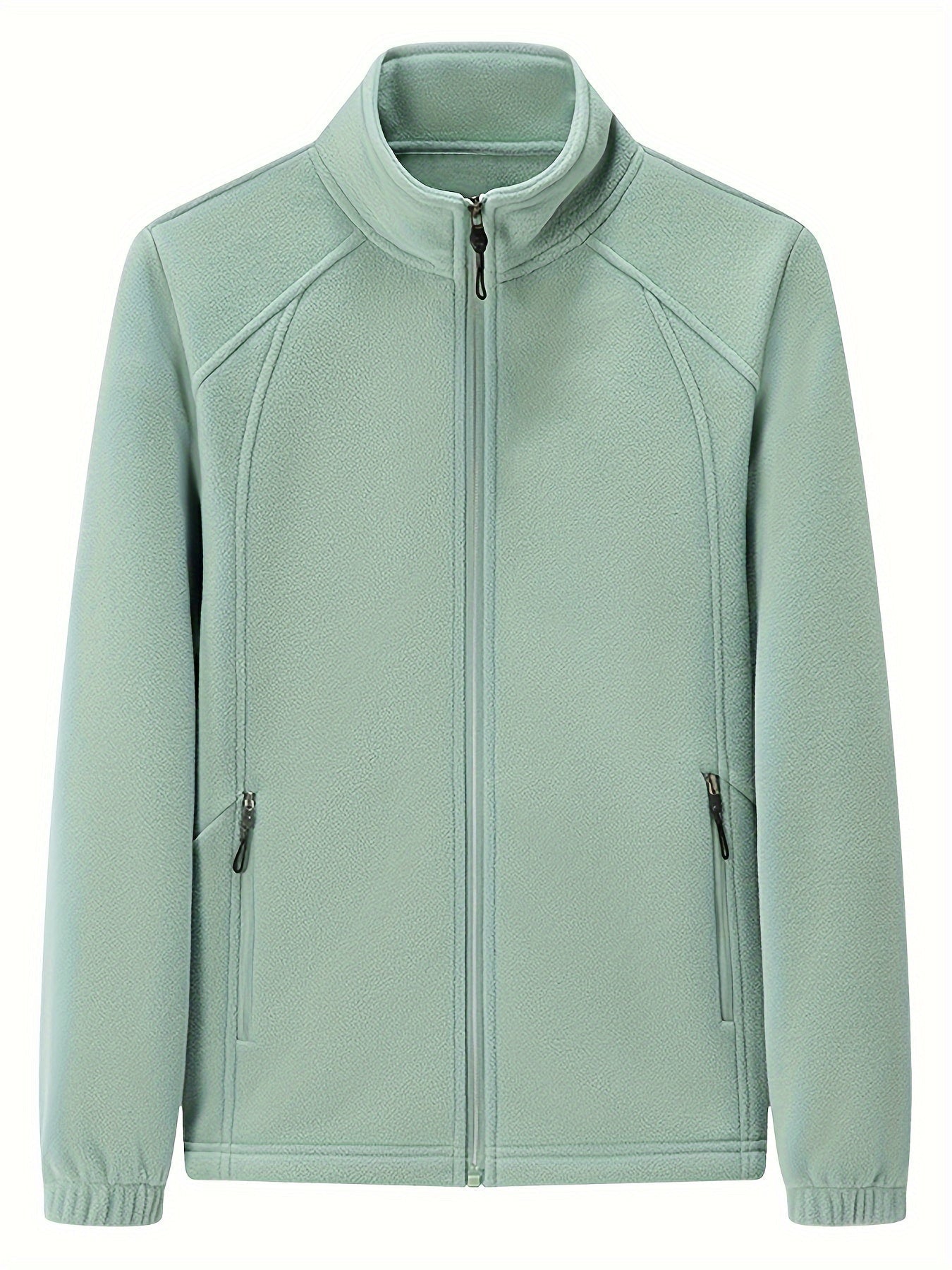 CM | Chaqueta de felpa para mujer con cuello alto y mangas largas