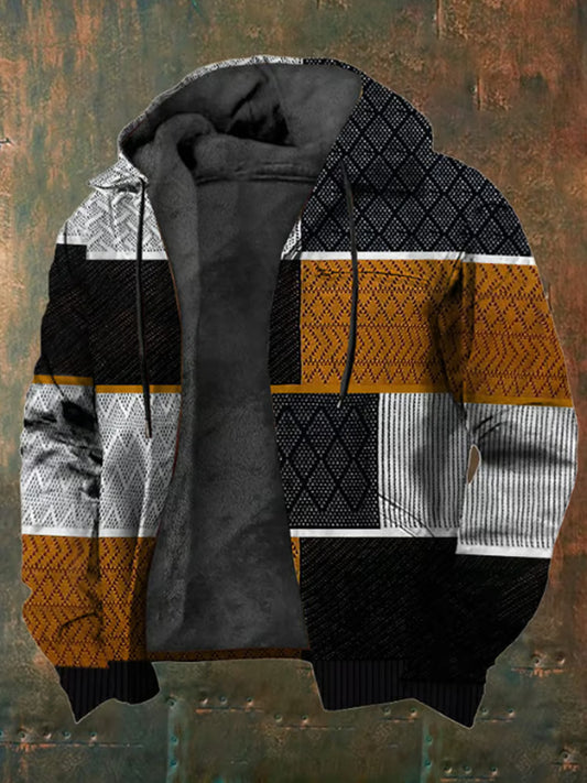 Men's Retro Western Textured Velvet Zip Jacket elevenforest