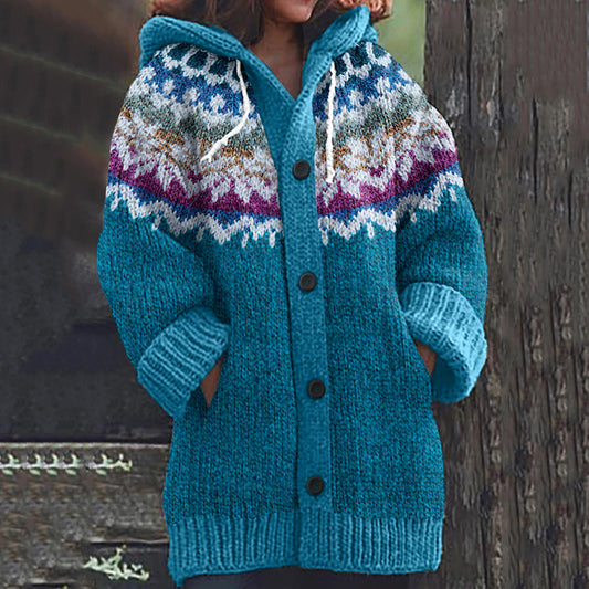 Vintage Icelandic Jacquard Knitted Pattern Cozy Cardigan Sweater elevenforest