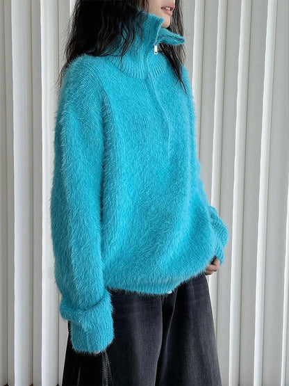 CM | Suéter esponjoso con cremallera