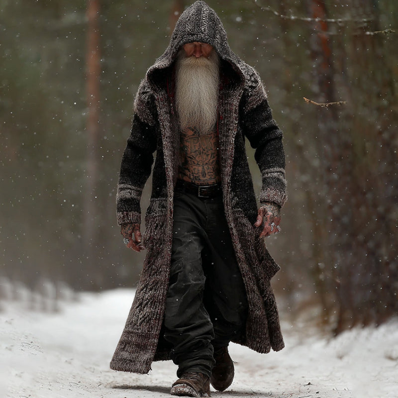 Men's Vintage Viking Celtic Art Cozy Long Cardigan Sweater artswardrobe