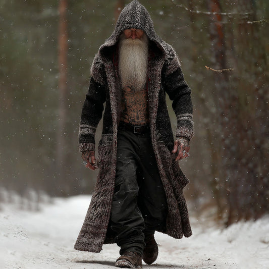 Men's Vintage Viking Celtic Art Cozy Long Cardigan Sweater artswardrobe