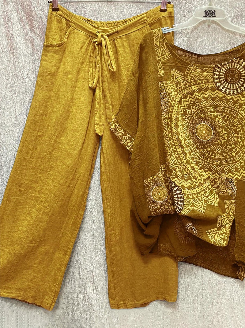 KL | Conjunto de dos piezas con estampado bohemio suelto