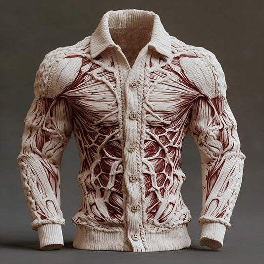 Men's Muscle Art Knit Button-down Jacket artswardrobe
