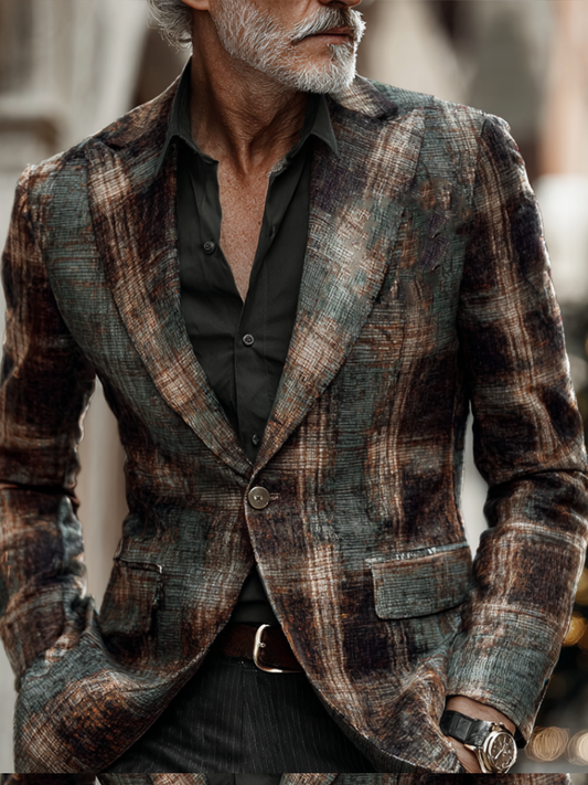 Men's Retro Checkered English Style Rental Coat artswardrobe