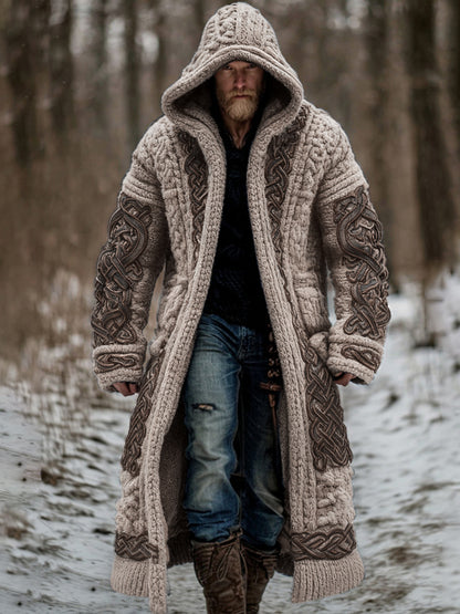 Men's Viking Celtic Knot Art Pocket Mid-length Cardigan Sweater artswardrobe