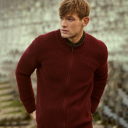 Men's Merino Wool Ri‎bbed Cardigan artswardrobe