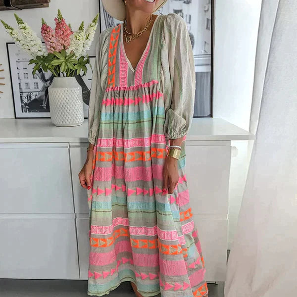 KL | Maxi vestido de manga larga con escote en V