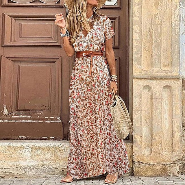 KL | Vestido maxi boho con abertura