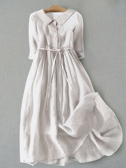 KL | Vestido liso literario de algodón