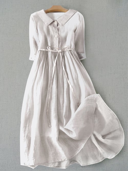 KL | Vestido liso literario de algodón