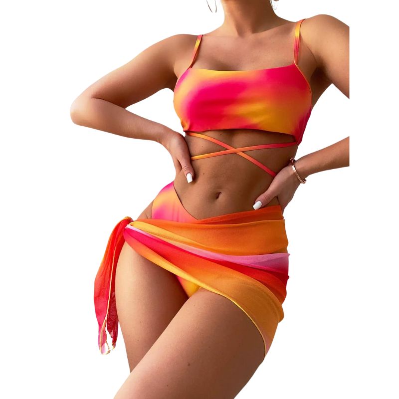 Luciana® | 3-piece Bikini Swimsuit With Laces and Beach Skirt