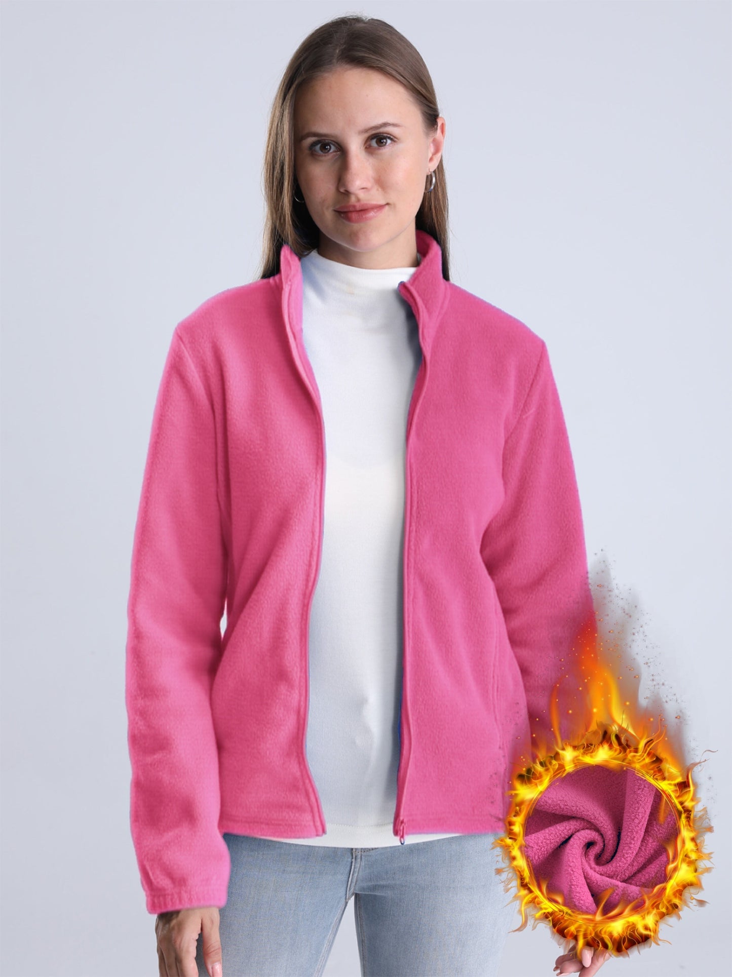 CM | Chaqueta lisa, forrada de felpa, con cremallera y bolsillos