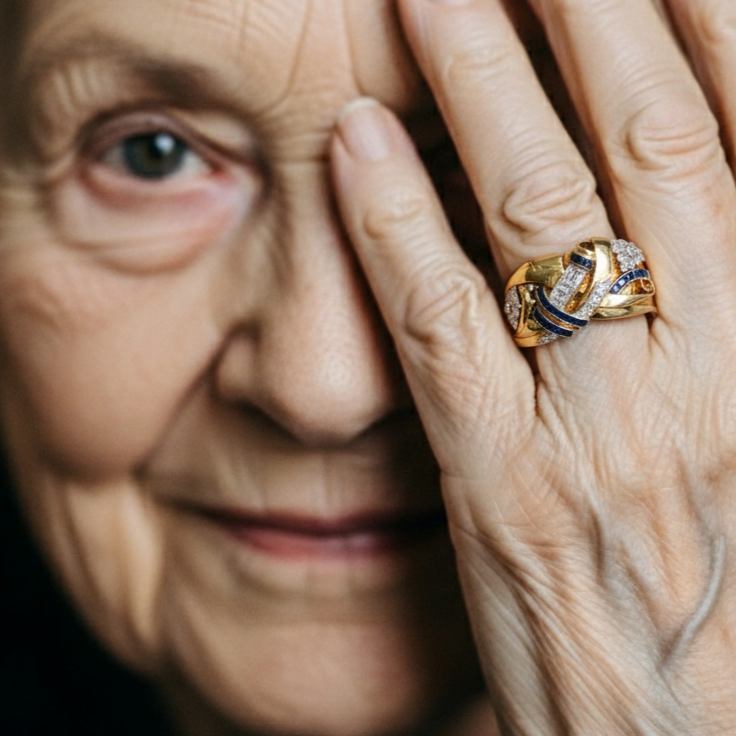 Oro Anillo hermoso con estilo único