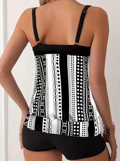 KL | Tankini a rayas con estampado