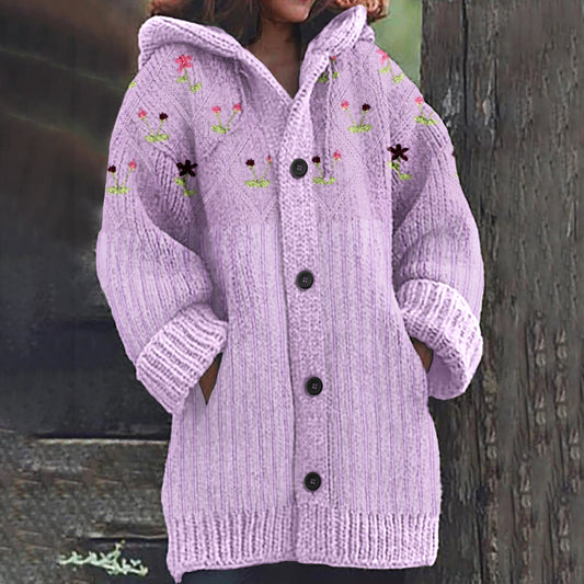 Vintage Floral Knitted Embroidery Warm Cardigan Sweater elevenforest