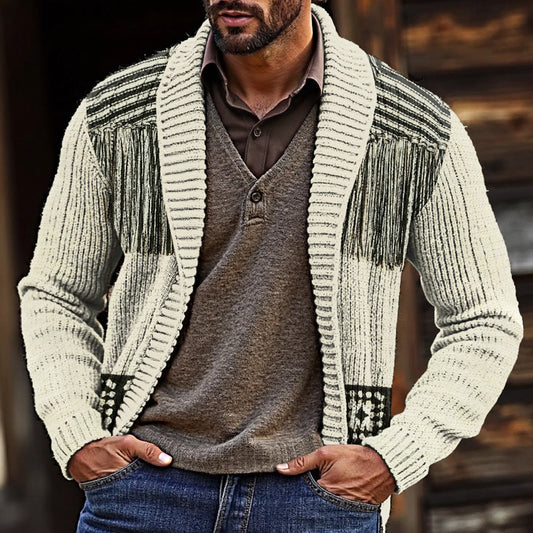 Men'S Vintage Tassels Knitted Jacquard Cozy Sweater Cardigan elevenforest