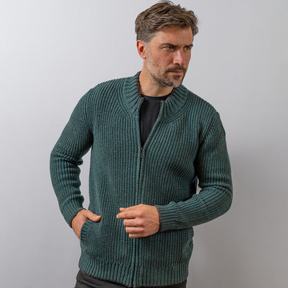 Men's Merino Wool Ri‎bbed Cardigan artswardrobe