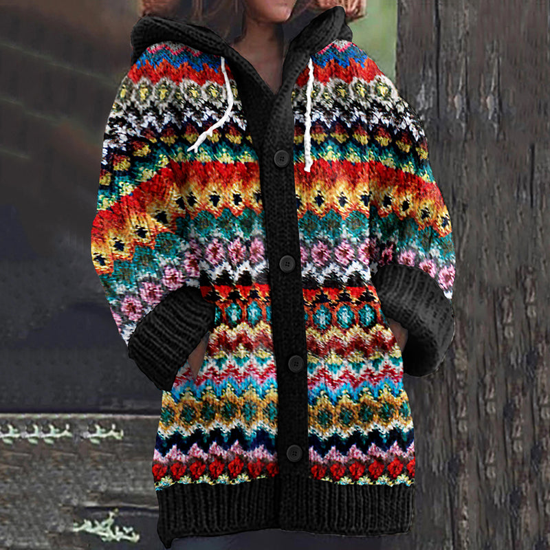 Vintage Tribal Icelandic Pattern Cozy Cardigan Sweater elevenforest