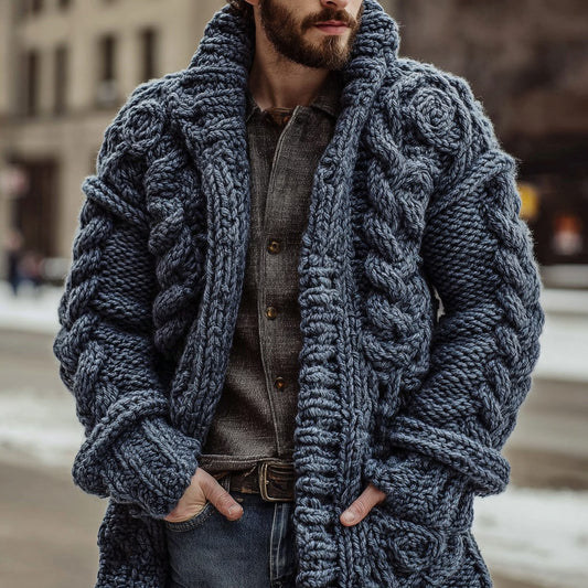 Men's Vintage Fair Isle Knit Warm Long Cardigan elevenforest