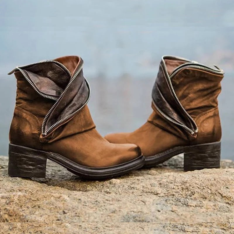 KL | Elegantes botines plegables con cierre de cremallera