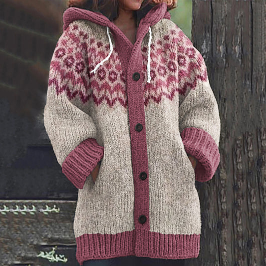 Vintage Tribal Icelandic Pattern Cozy Cardigan Sweater elevenforest