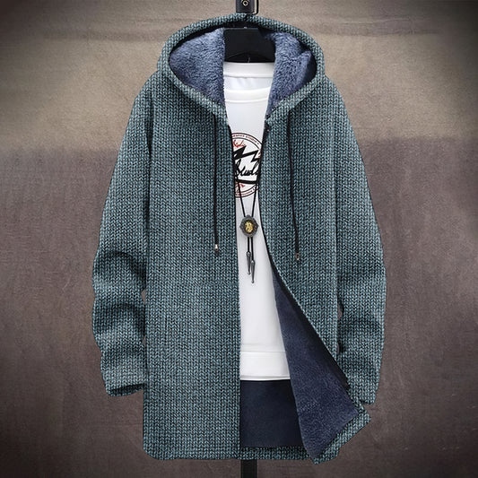 Men's Vintage Knitted Graphic Art Comfort Plush Hooded Coat elevenforest