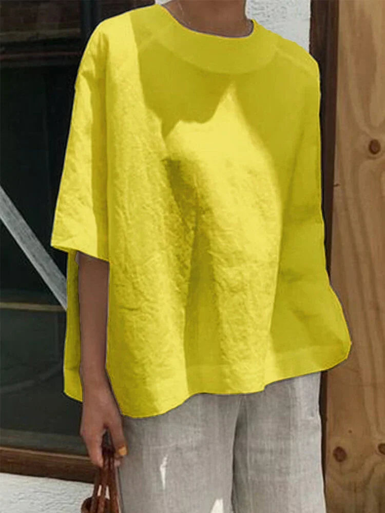 KL | Cómoda camiseta suelta de cuello redondo