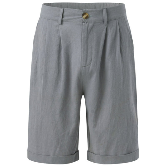 Men's Vintage Casual Pleated Cotton Linen Shorts elevenforest