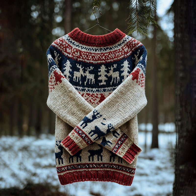 Jersey de algodón con motivo navideño retro