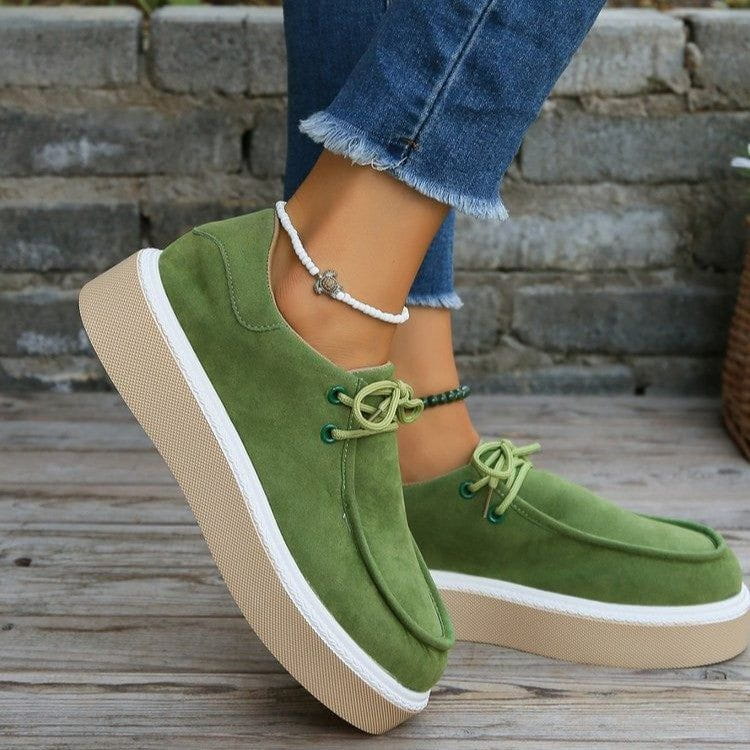 CM | Womens Lace-Up Flats con suela gruesa Zapatillas de deporte