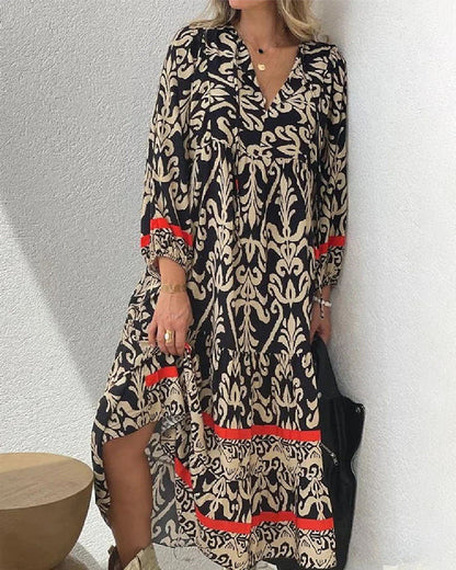 KL | Elegante maxi vestido bohemio estampado