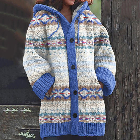 Vintage Icelandic Tribal Contrasting Color Knitted Warm Sweater Cardigan elevenforest