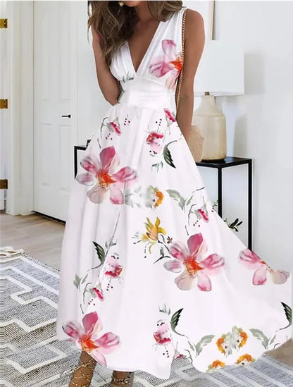 KL | maxi vestido floral sin mangas con cuello en V