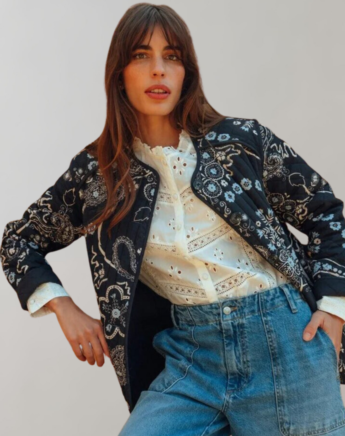 CM | Chaqueta suave estampada informal