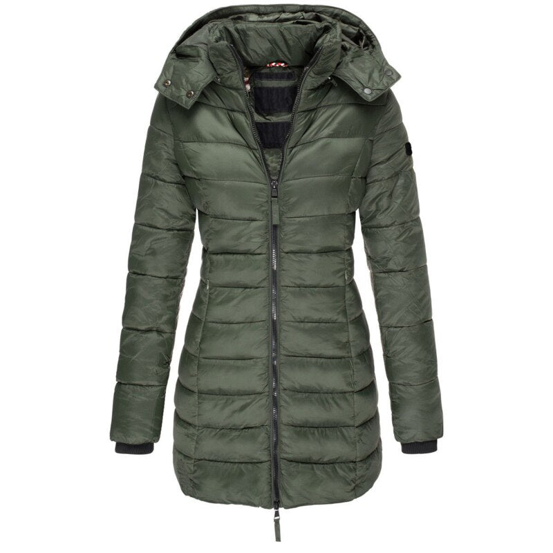 CM | Elegante chaqueta de plumón con capucha y cremallera: Tu elección para el invierno