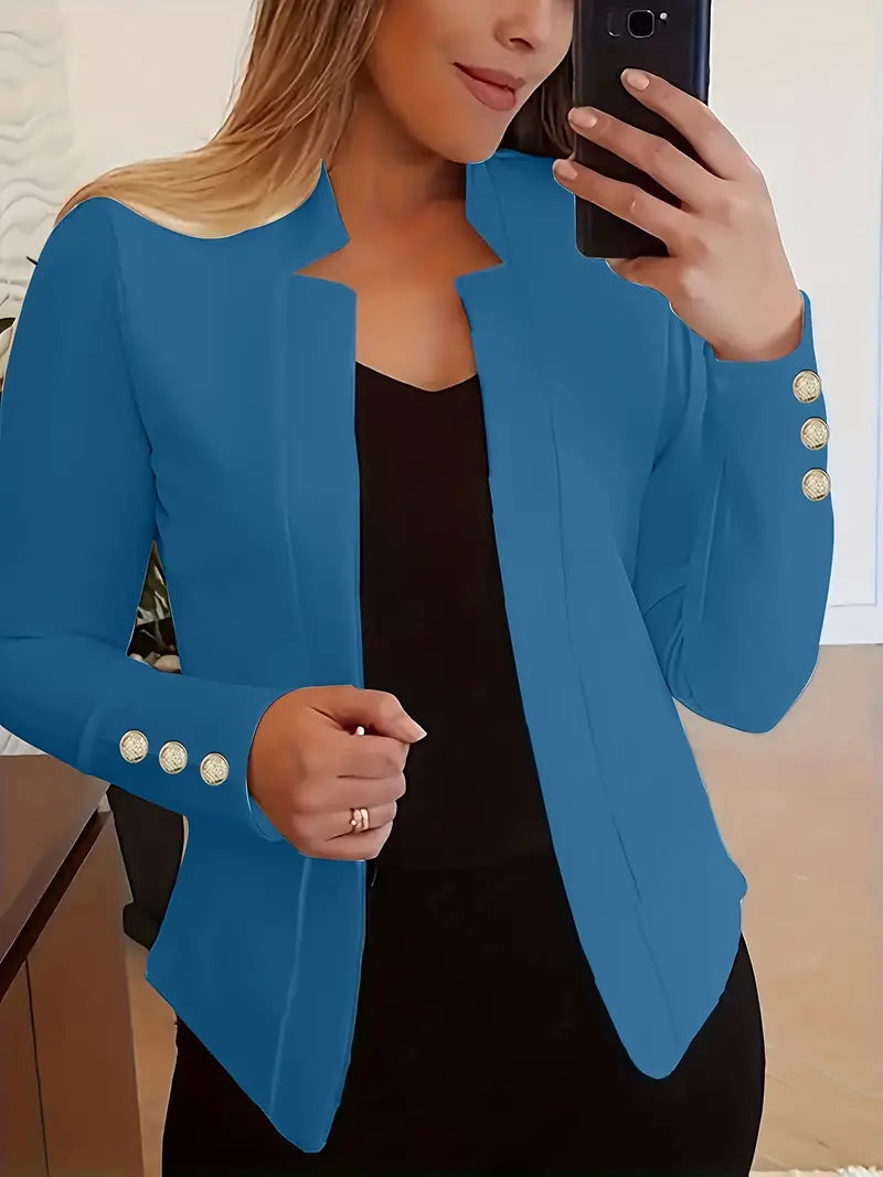 CM | Blazer de manga larga con tapeta de botones abierta para la primavera