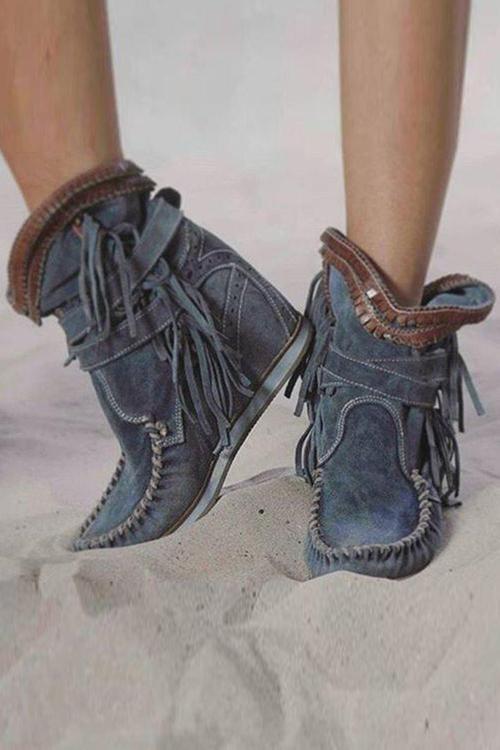 Botas mocasín de ante con flecos