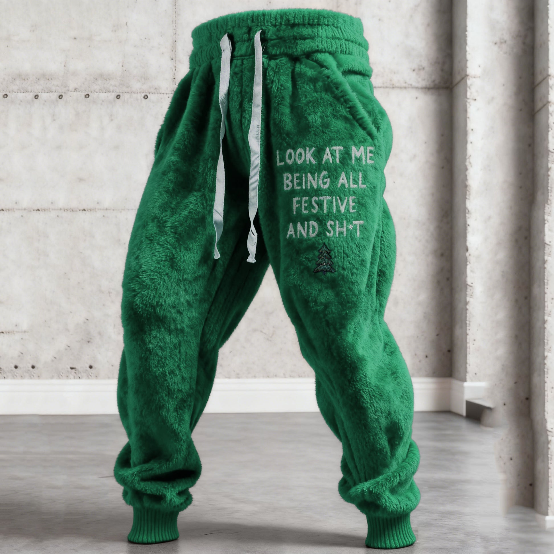 Comstylish Men's Funny Slogan Plush Casual Pants