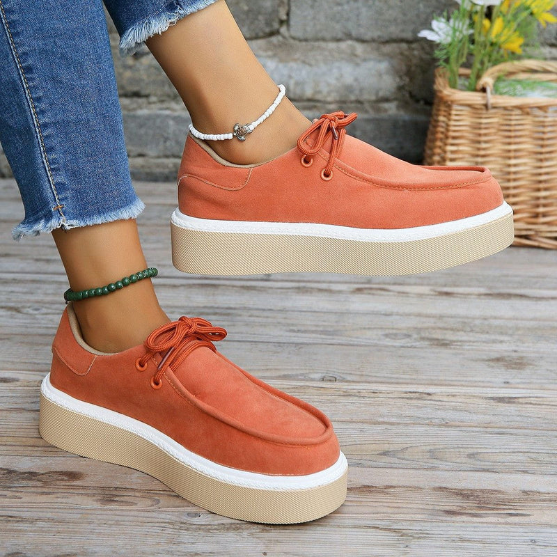 CM | Womens Lace-Up Flats con suela gruesa Zapatillas de deporte