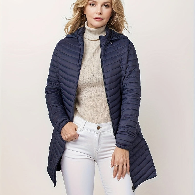 CM | Chaqueta casual acolchada con capucha y cremallera en la parte delantera