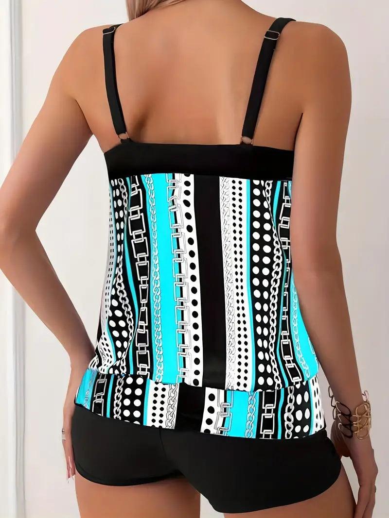KL | Tankini a rayas con estampado