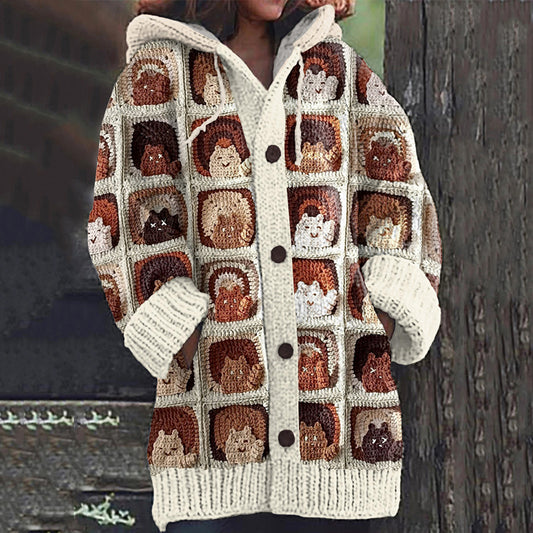 Vintage Cute Chocolate Cookie Kitten Cozy Cardigan Sweater elevenforest