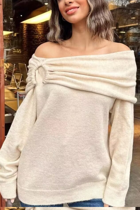 Tobias® | Off-the-shoulder, loose knit sweater